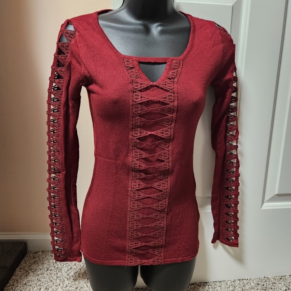 Venus Lace Detailed Cut Out Long Sleeve Top NWT